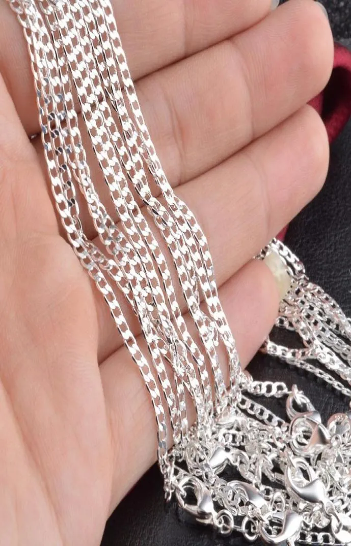 Kasanier inteiro 10 peças 925 prata corrente colar sólido 2mm 16 30 polegadas moda jóias colares men039s e women039s 3513592