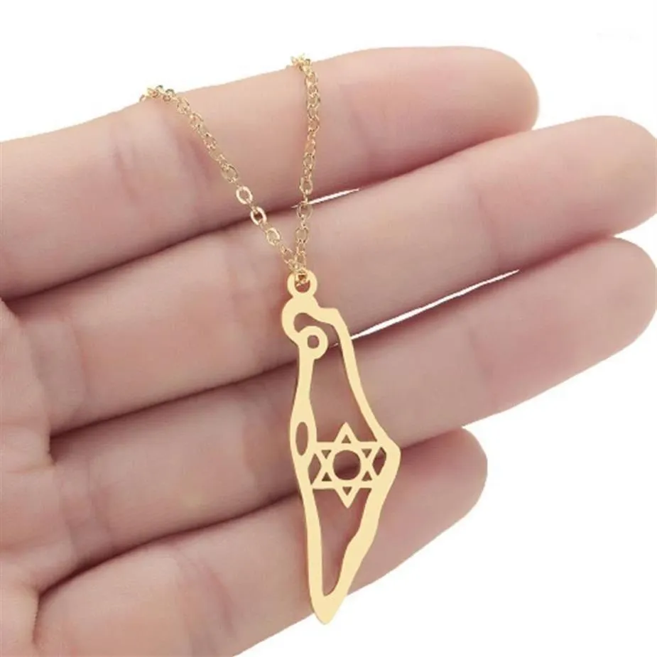 Pendant Necklaces Women'S Necklace Women Jewelry Israel Map Jewish Jewellery 1016237N