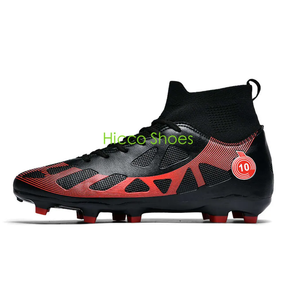 High Top Soccer Shoes Unisex Lace-Up Soft Spike TPR Rubber  display picture 1