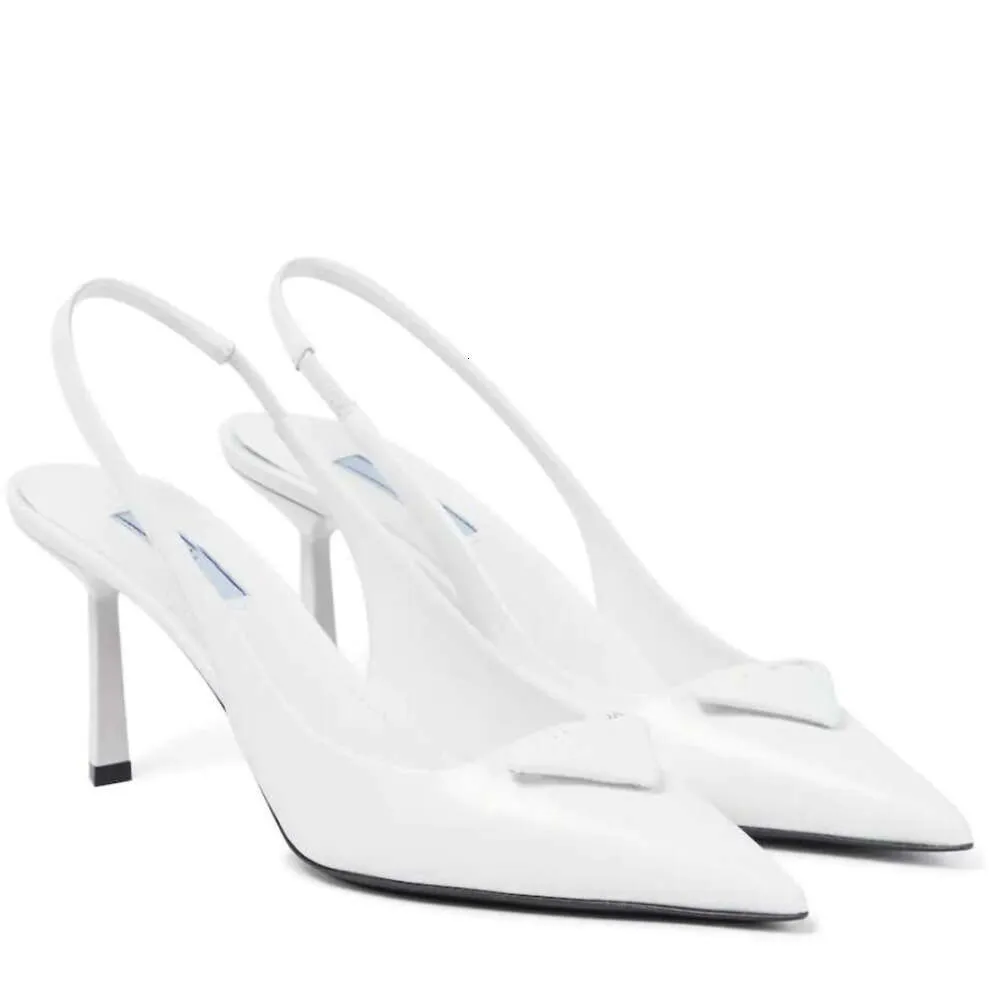 2024 verão romântico elegante triângulo escovado sandálias de salto de couro sapatos para mulher slingback bombas calçados de luxo feminino salto alto festa vestido de casamento 1052ess