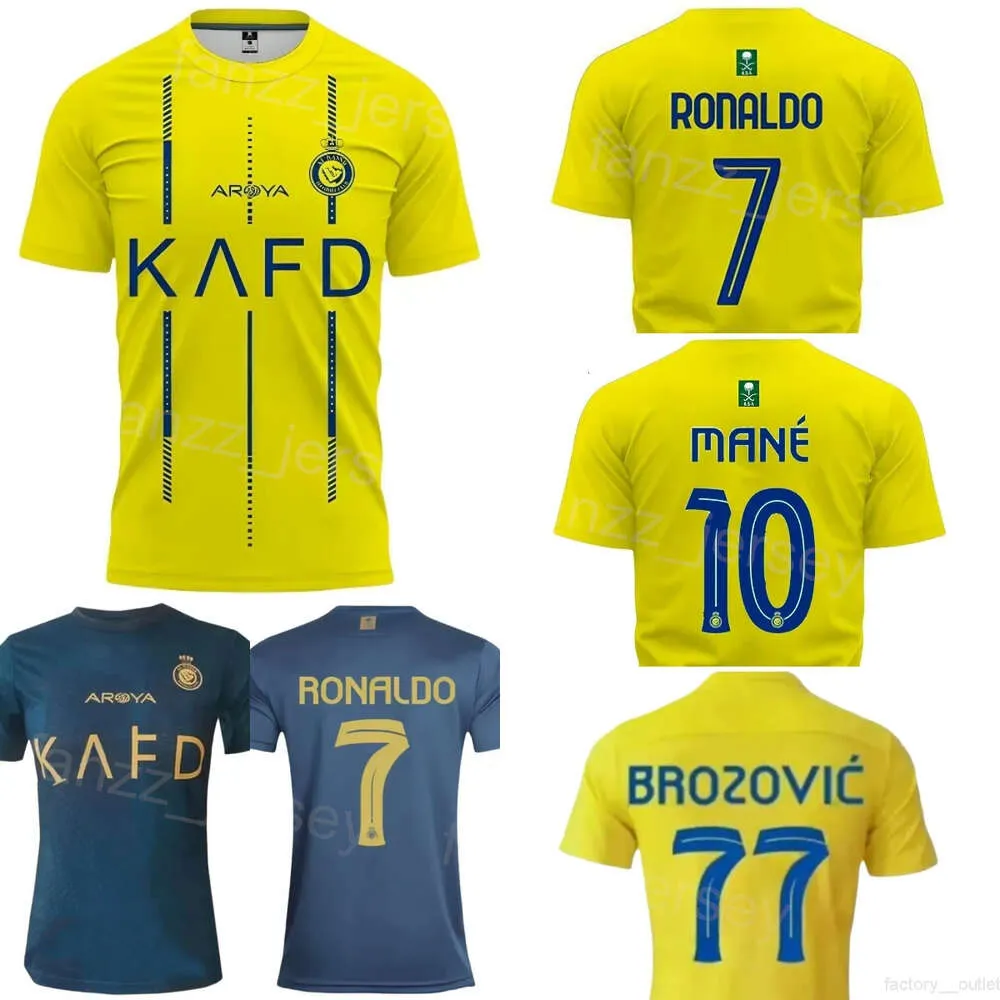 Homens 23-24 Soccer Al Nassr 10 Sadio Mane Jerseys Club Team 29 Abdulrahman Ghareeb 2 Sultan al-Ghannam 94 Anderson Talisco 7 Cristiano Ronaldo Camisa de futebol uniforme