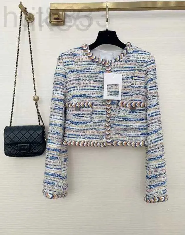 Diseñador de mujer Diseñador Nueva chaqueta de marca Moda de gama alta otoño invierno Abrigo de tweed con cadena de metal Ocio Abrigos de primavera cardigan cumpleaños Día de San Valentín Regalo