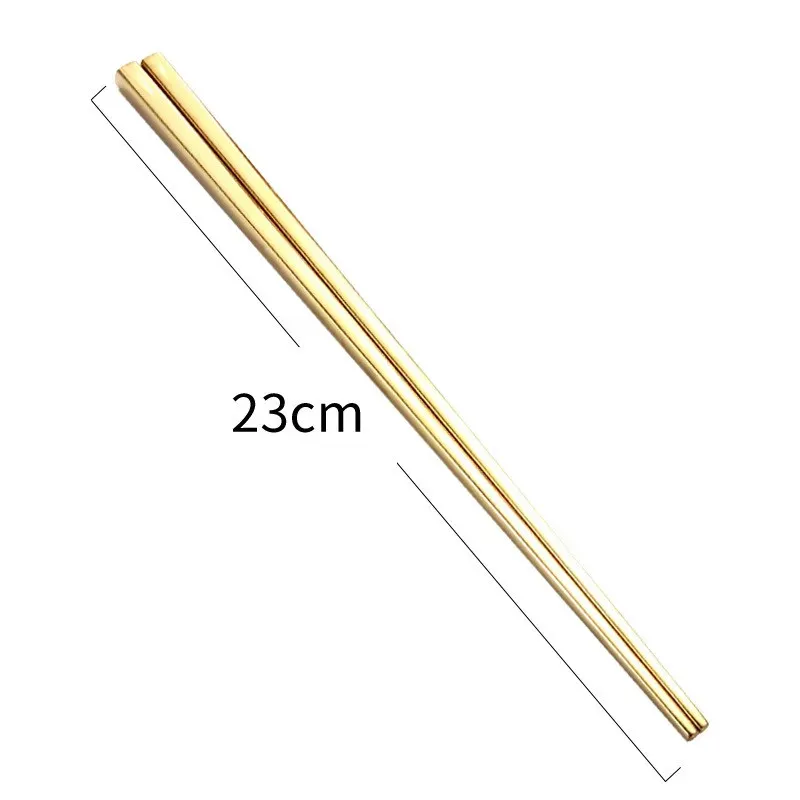 Metal Square Chopsticks Glossy Titanium Plated Anti Scalding High-grade 304 Stainless Steel Rainbow Golden Black Chopstick