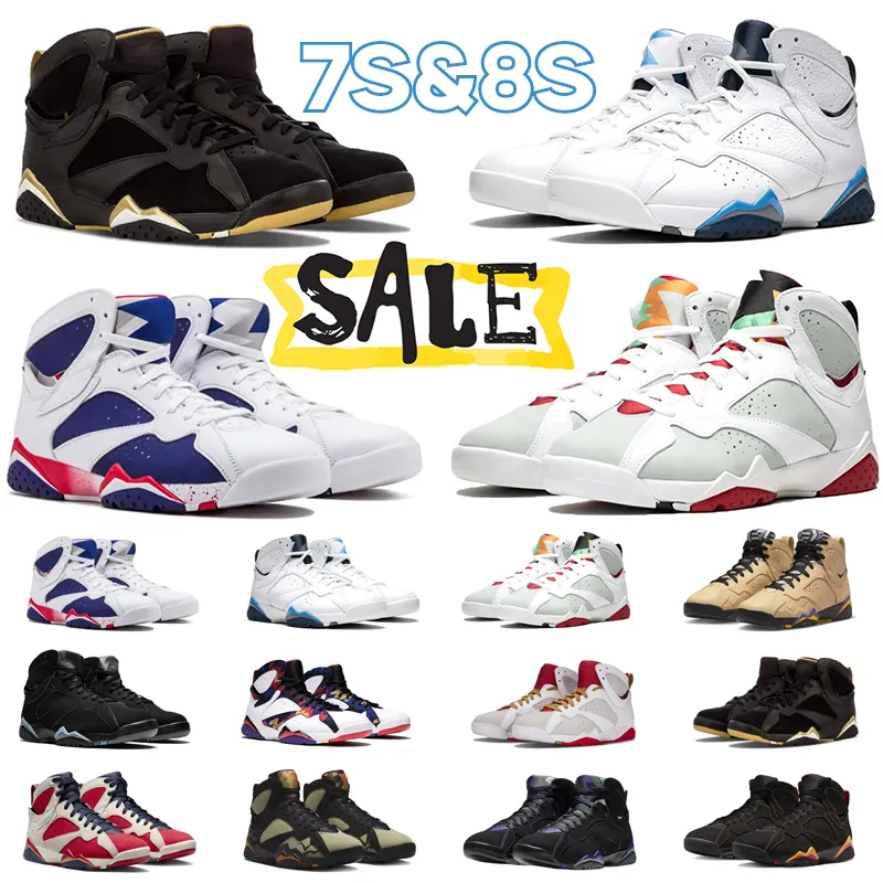 Jumpman 7 8 Hommes Chaussures de basket-ball 7s Citrus Bordeaux Topaz Mist Cuir Verni Flint 8s Paprika Taxi Aqua Raid South Beach Peat Baskets de sport pour hommes