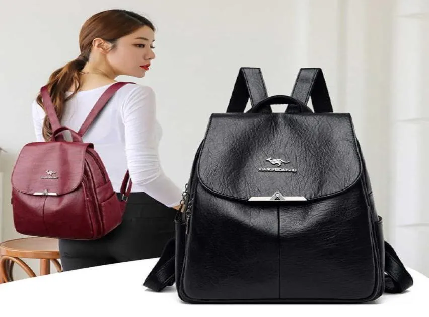 Soft leather sales backpack womens