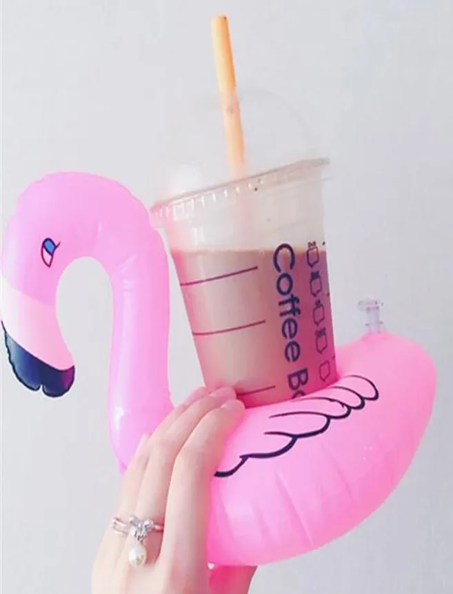 Inflatable Flamingo Drinks Cup Holder Pool Floats Bar Coasters Floatation Devices Bath Toy small size Hot Sale1834511