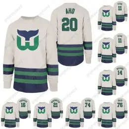 CUSTOM Hartford''Whalers''CUSTOM Center Ice Crew Jersey Sebastian Aho Gordie Howe Ron Francis Justin Williams Bobby Hull Pat Verbeek John Mc