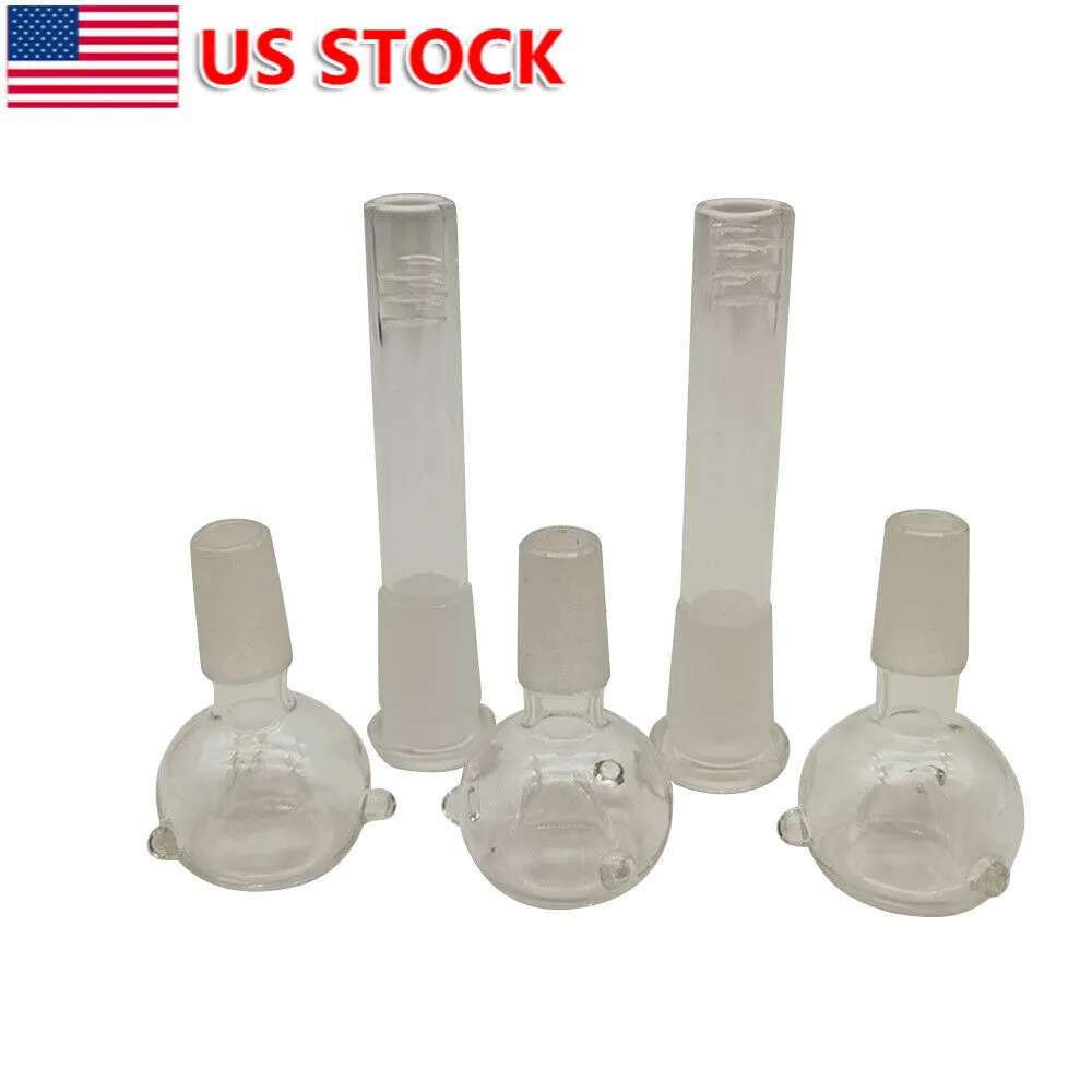 5pcs/set, 3pcs 14mm erkek cam kase + 2pcs nargile su borusu için 10mm downstem