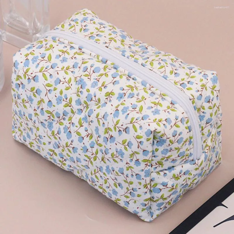 Cosmetic Bags Large Capacity Women's Bag Soft Cotton Makeup Multifunction Travel Storage Aesthetic Floral Skincare Pouch 2023