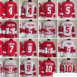 1980 Movie Vintage Hockey 5 Nicklas Lidstrom Jerseys CCM Embroidery 9 Gordie Howe 4 Gordie Howe 7 Ted Lindsay 10 Alex Delvecchio Jersey Red White Green retro