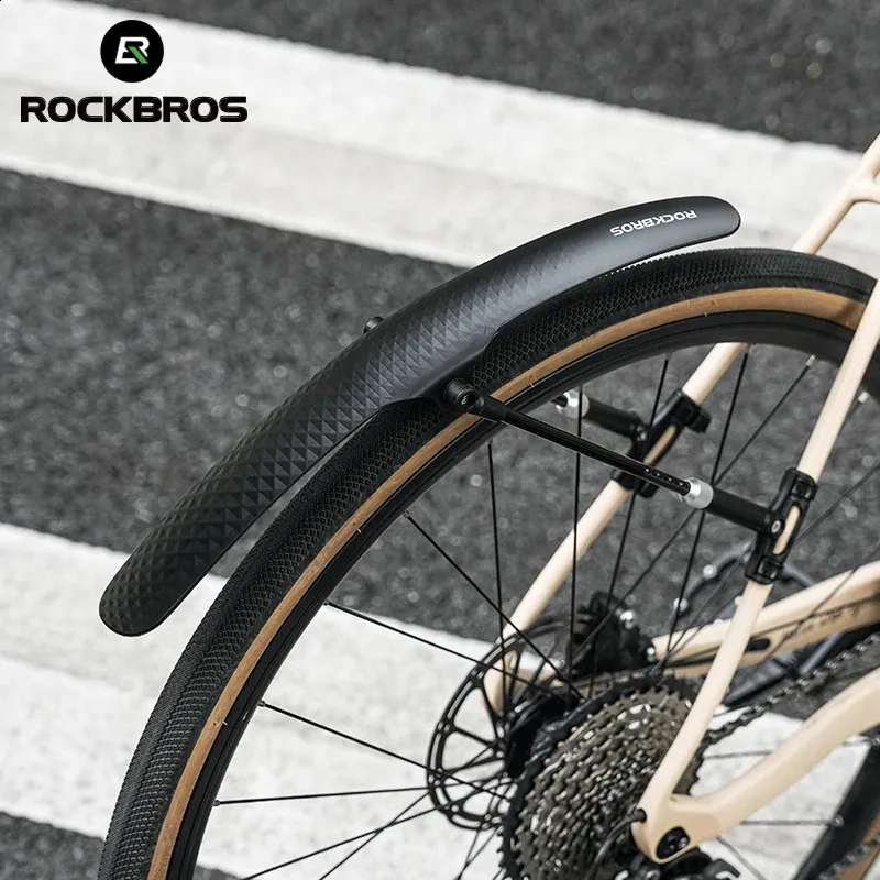 Para-lamas de bicicleta ROCKBROS para-lamas de bicicleta de estrada dianteiro pneu traseiro para-lamas fácil de instalar suporte de liga de alumínio flexível para ciclismo 231214