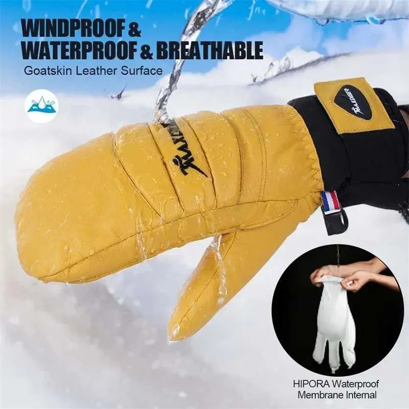 Ski Gloves Ski Gloves Waterproof Snowboard Mittens Leather Thermal Winter Gloves for Men Women Snow Skiing Snowmobile Motorcycle CyclingL231244