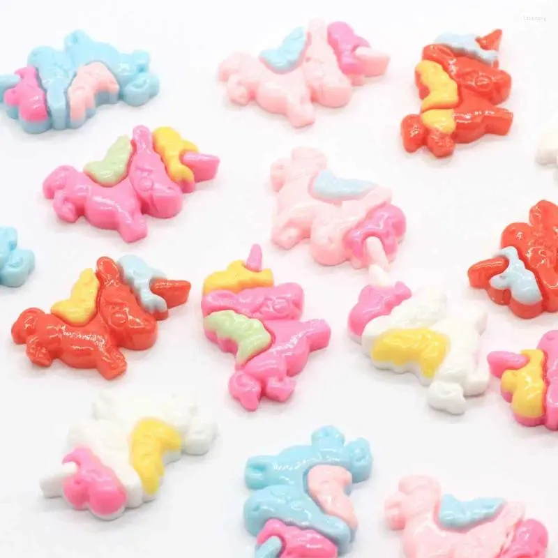 Decorative Flowers 50/100pcs Candy Color Kawaii Resinunicorn Flat Back Horse Planar Resin Crafts Diy Beads Making Hair Clip Hairpin Supplies