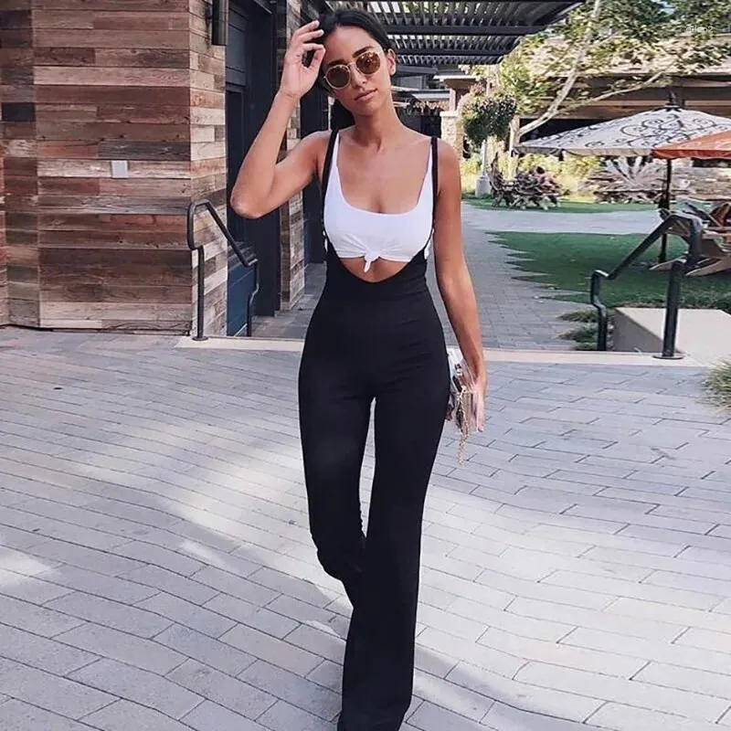 Frauen Hosen Frauen Hohe Taille Overalls Zurück Zipper Streetwear Sexy Breite Bein Hosen Strampler Overalls Frühling Herbst