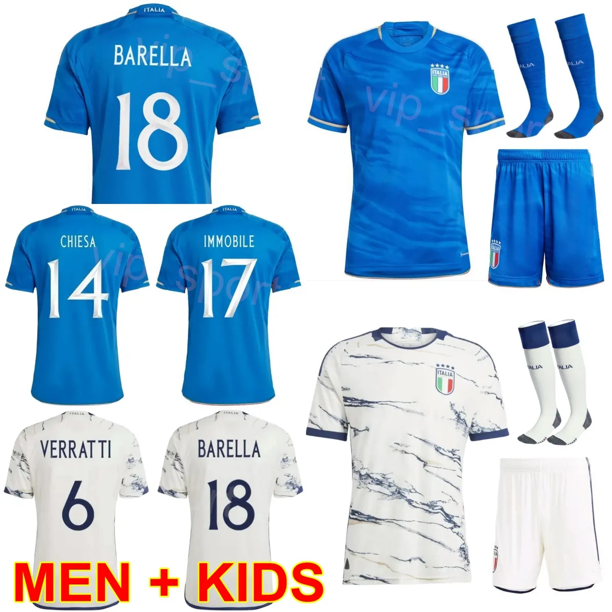 المنتخب الوطني لكرة القدم إيطاليا 17 Ciro Immobile Jersey 2023-24 Man Kids 9 Andrea Belotti Berardi Donnarumma 10 Lorenzo Insigne 14 Federico Chiesa Kits Kits