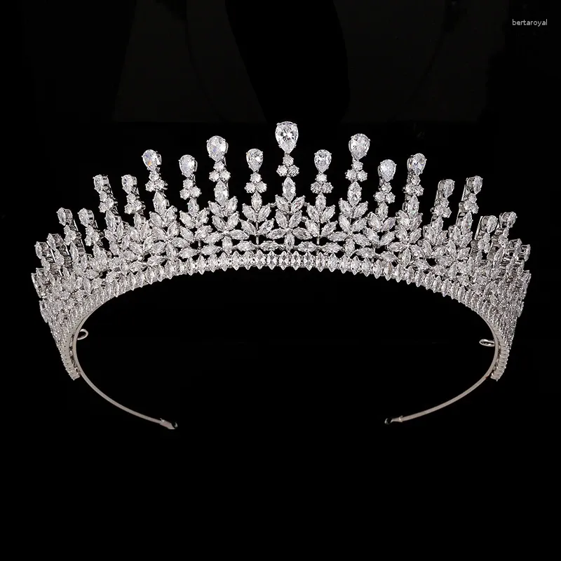 Fermagli per capelli Tiara e corona HADIYANA Accessori da sposa per feste Gioielli di lusso con zirconi BC6435 Bijoux De Cheveux