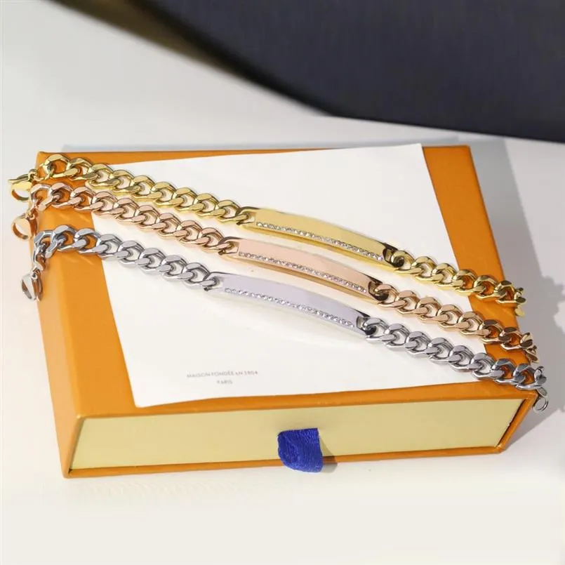 Mode 18K vergoldet Edelstahl Kette Armband Titan Luxus Marke Designer Buchstaben Kette Armreif Männer Frauen Metall Jewelry268c