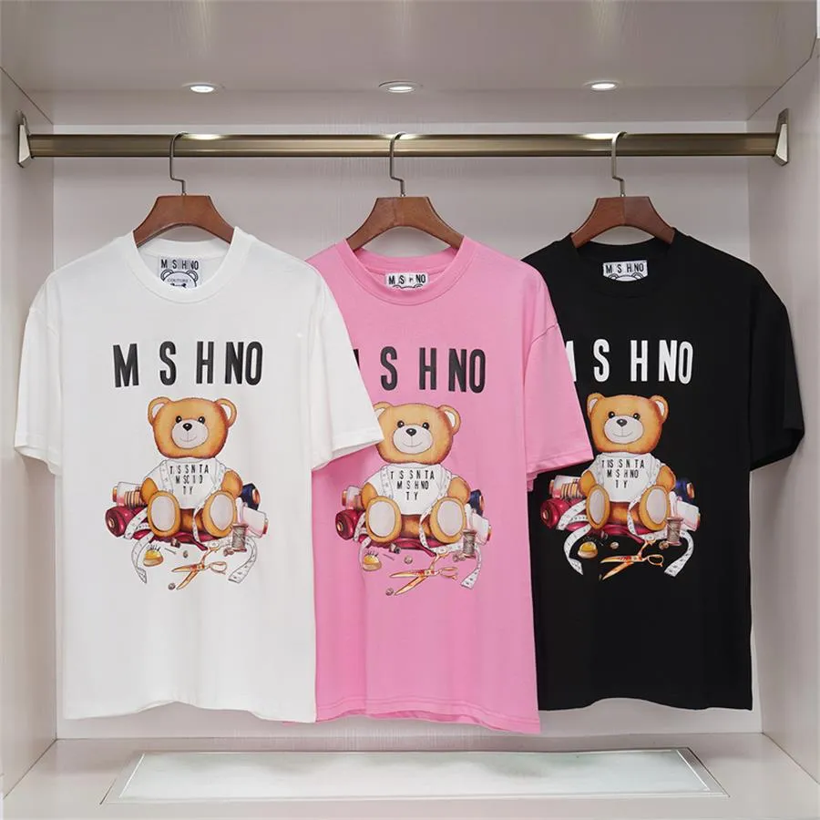 Fashion brand new summer short vintage bear print round neck short-sleeved T-shirt top loose