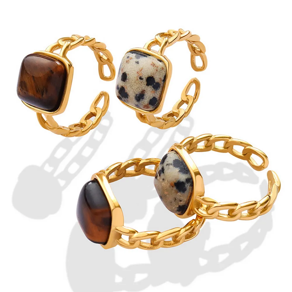 Personnalisez Tiger Eye Stone Ring, Natural Gemstone Story Goth Anneaux, Anneau Lucky, Rague de promesse, Gold Gold Plated Titanium Designer Bijoux de Noël Cadeaux