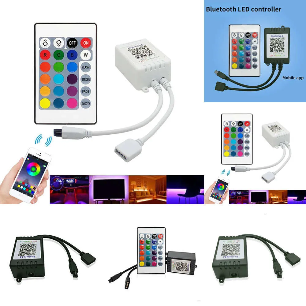 Nuovi adattatori per laptop Caricabatterie Controller LED Bluetooth + telecomando a 24 tasti Controller wireless colorato per strisce luminose a LED App per telefono cellulare