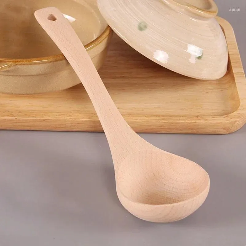 Ложки Большая деревянная ложка для супа Ложка для риса с длинной ручкой Десертный ковш Совок для смешивания