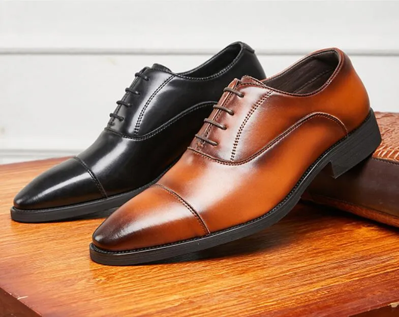 Kwaliteit Men Top kledingschoenen Echt lederen veter trouwkantoor Party Designer Flats mannelijk formele oxford schoenen maat 38-45