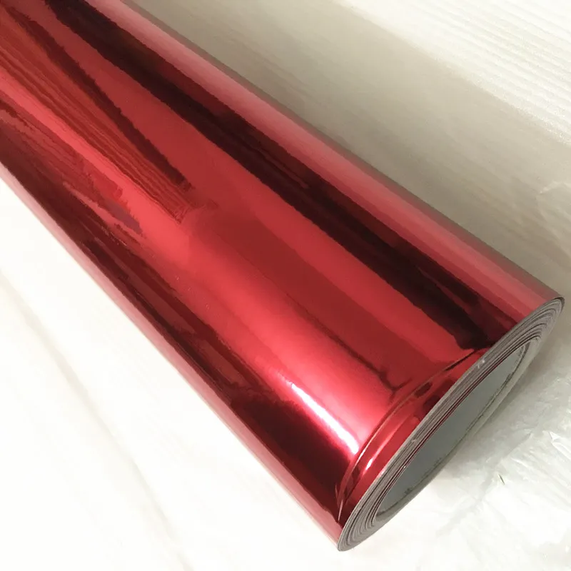 1,52 * 18 M Rote Fahrzeugverpackungsaufkleberfolie, Glänzende