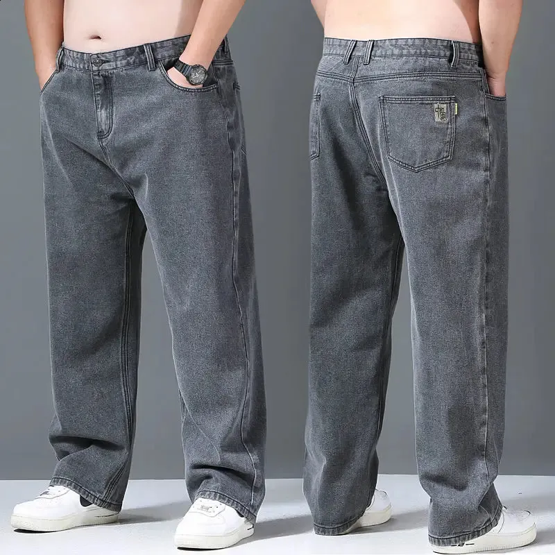Jeans voor heren Baggy heren casual broek Wijde pijpen Klassieke werkkleding Broek Grijs denim 2023 231214