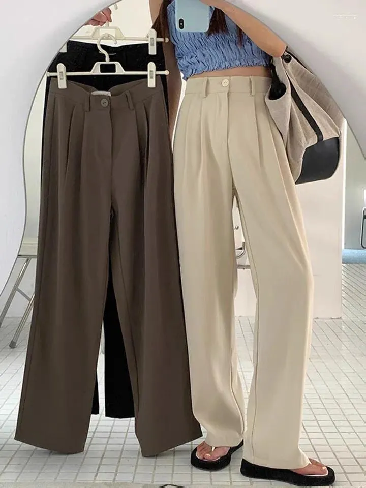 Damesbroek herfst Koreaans elegant hoog tailled pak los rechte casual casual wide poots streetwear dames kantoor mode stijlvolle broek