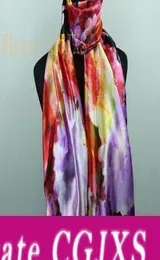 9styles Lavender Red Black Lily Flower Women 039 S Fashion Satin Oil Painting Long Wrap Shawl Beach Silk Scarf 160x50cm S82 S95979139