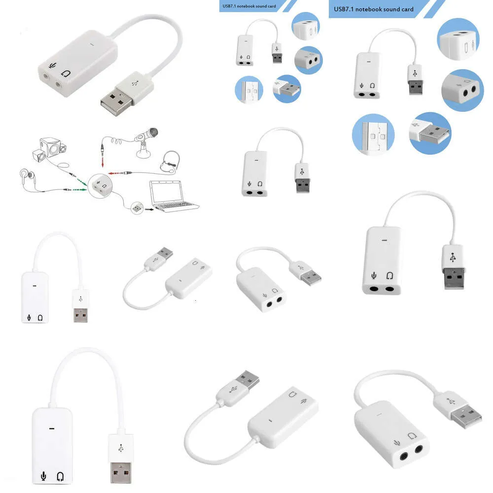 Novos adaptadores para laptop carregadores placa de som USB Virtual 7.1 3D adaptador de áudio USB externo USB para entrada 3,5 mm fone de ouvido microfone placa de som para laptop notebook PC