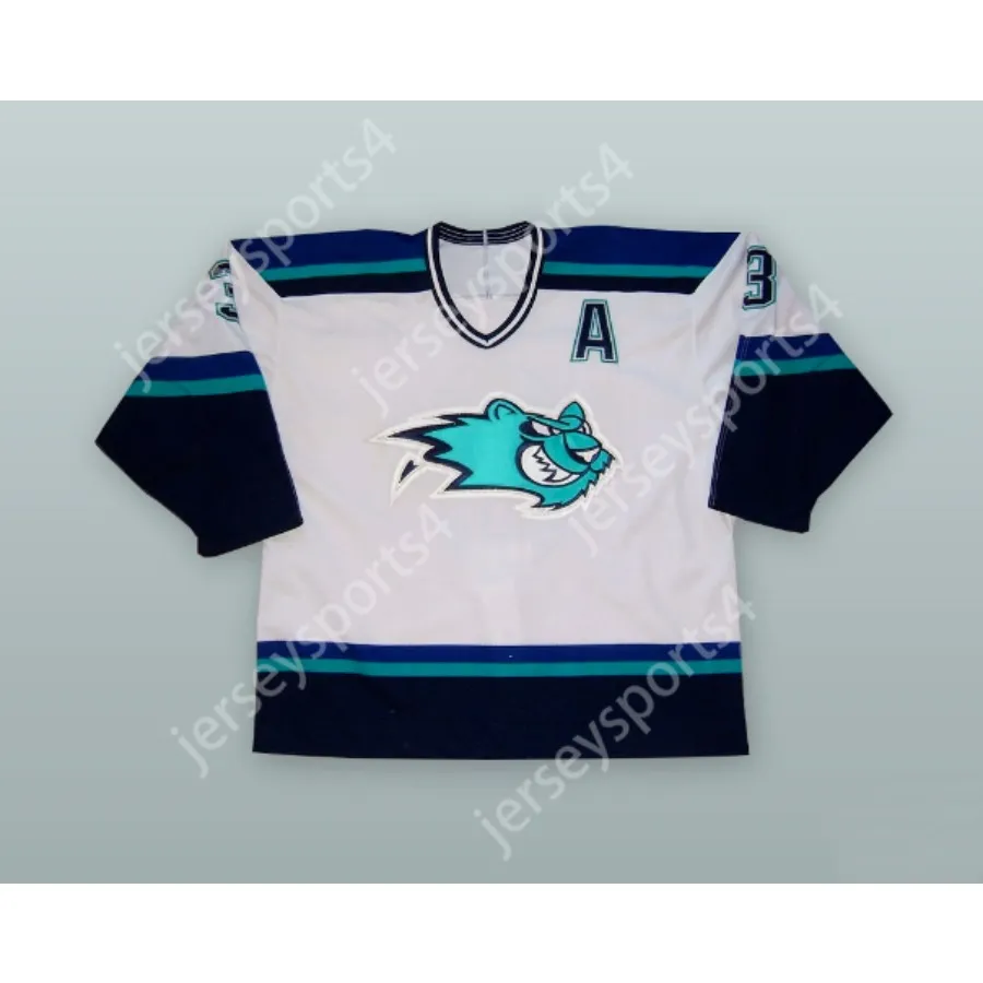 Custom Terry Virtue 3 Worcester Iceecats White Hockey Jersey Nuovo Top ED S-M-L-XL-XXL-3XL-4XL-5XL-6XL