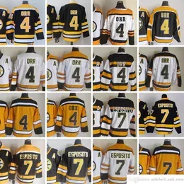 1980 Movie Vintage Hockey 4 Bobby Orr Jerseys CCM Embroidery 7 Phil Esposito 21 Dean Portman Jersey Black White 75th Yellow Men Retro