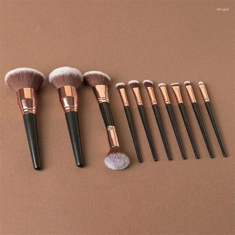 Makeup Brushes Wholesale Professional Black Brush Set 10 PCS Double Head Loose Powder LargeBlush Multi-Function Kit