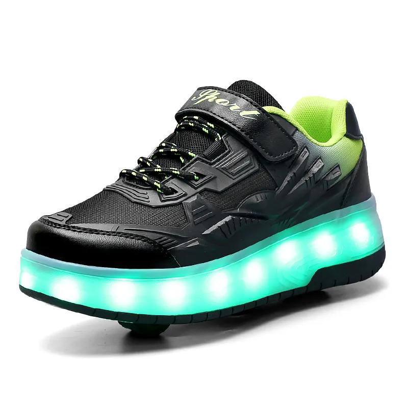DHgate Sneakers Boys Girls Roller Shoes LED Light Up USB Charging Children Skate Casual Skateboarding Sports Kids hot wheels size29 40 Shoes Accessories