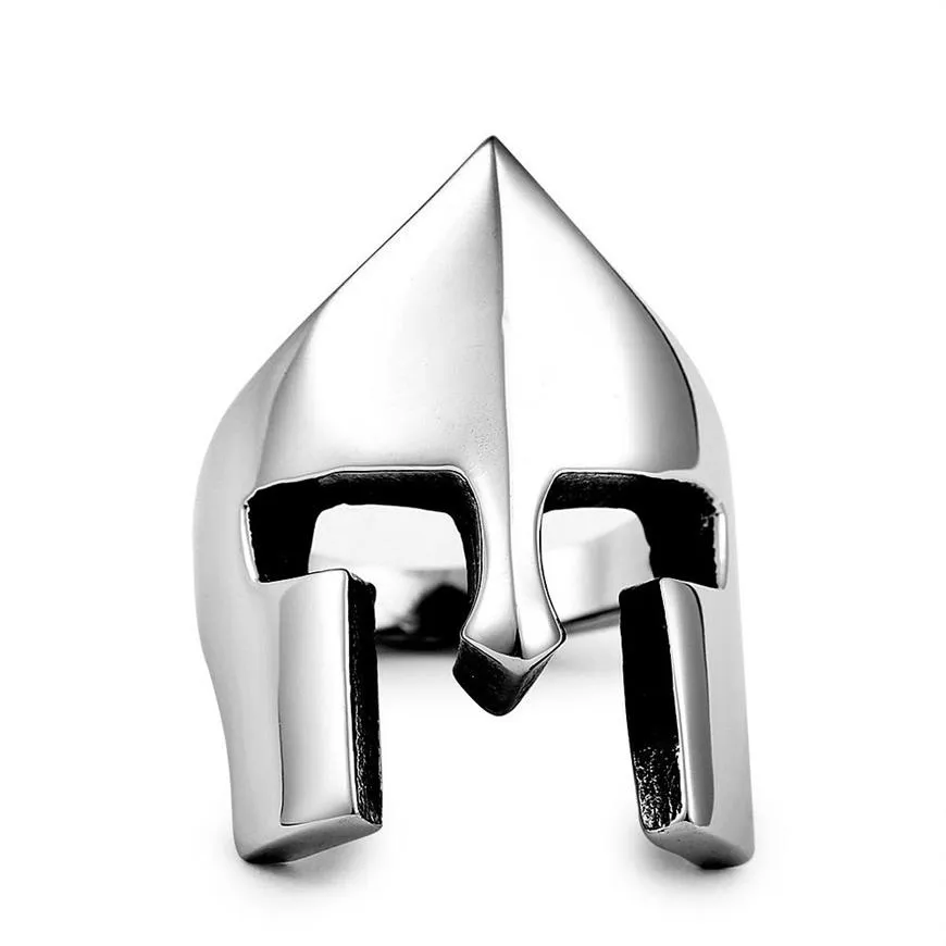 Retro Spartan Helm Maske Ringe für Männer 316L Edelstahl Neue Mode Punk Rock Stil Party Geschenke284p