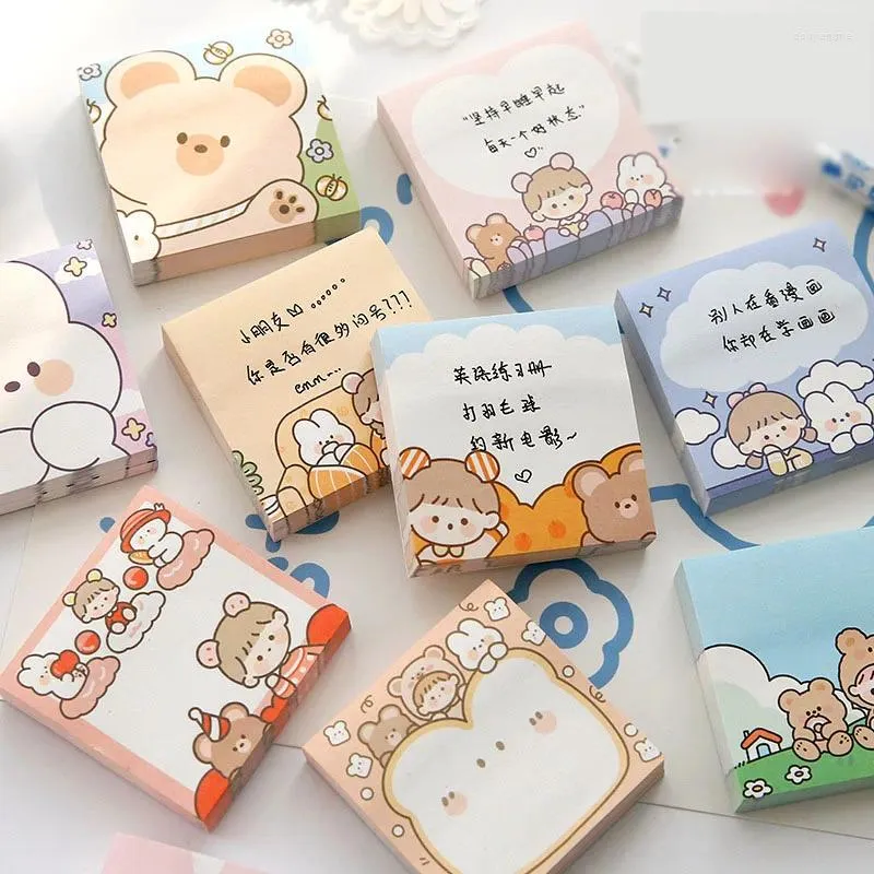 PCS/Lot Cartoon Bear Girl Memo Pad Sticky Notes Cute N Times Stationery Label Notepad Bookmark Post School Supplies