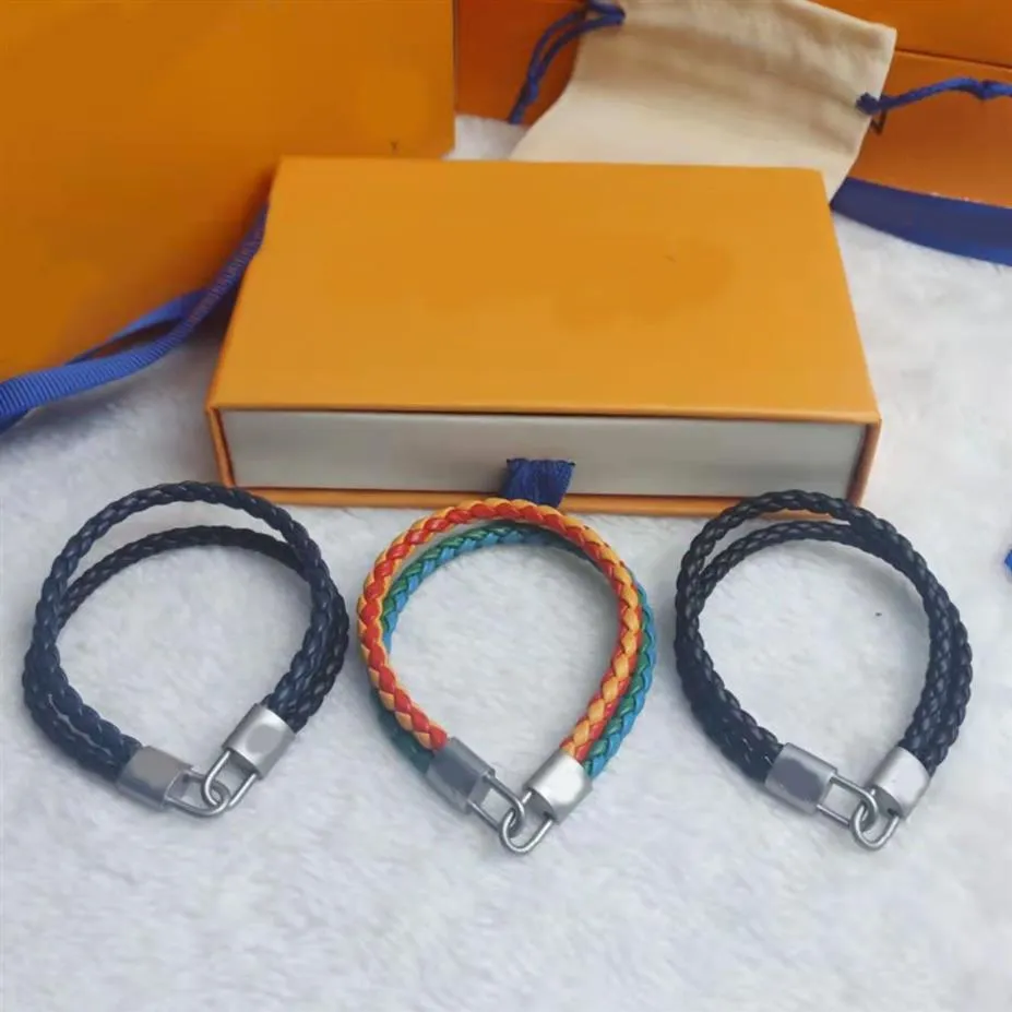 2021 new men's braided rope leather bracelet fashion personality high-quality jewelry2615