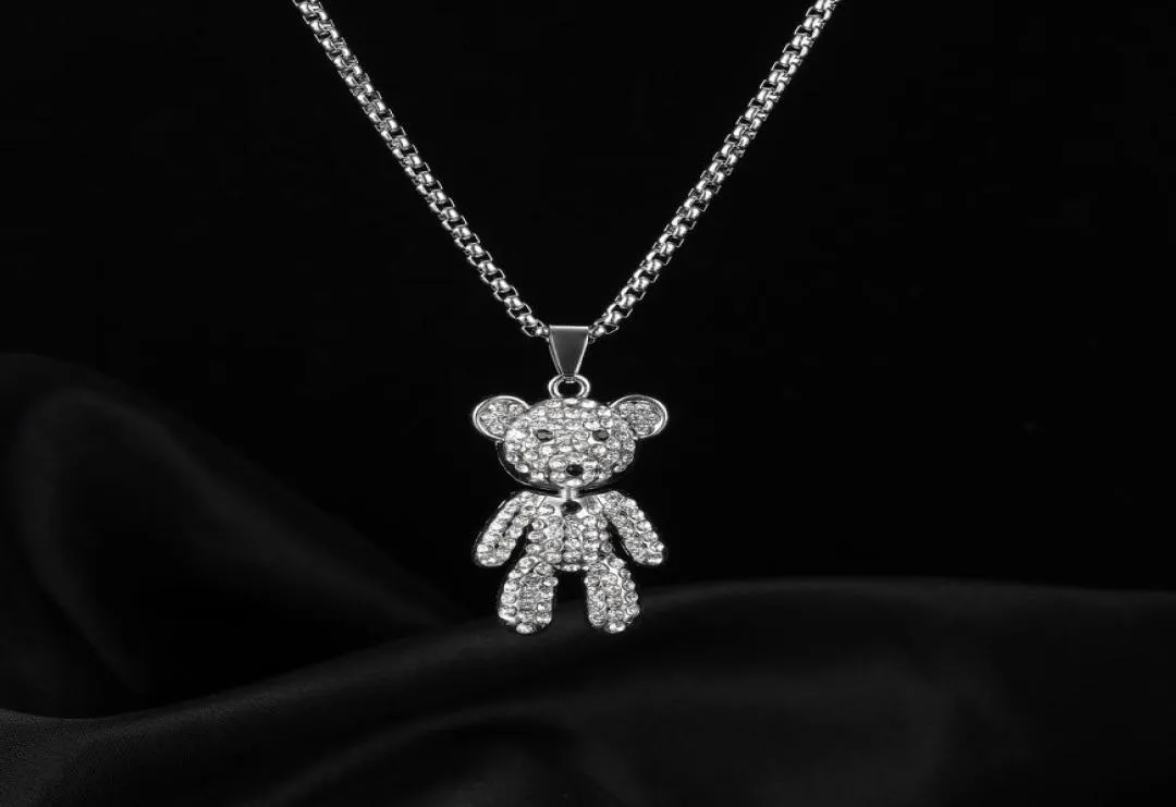 2021 New Full Diamond Bear Necklace Hip Hop Pendant for Men and Women Jewelry Gift3975792