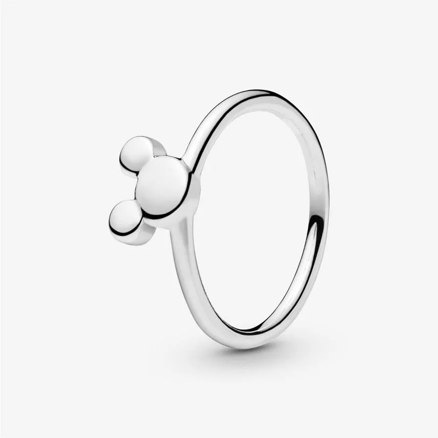 Anillo con silueta de ratón de 100% Plata de Ley 925 para mujer, anillos de compromiso de boda, joyería de moda 321H