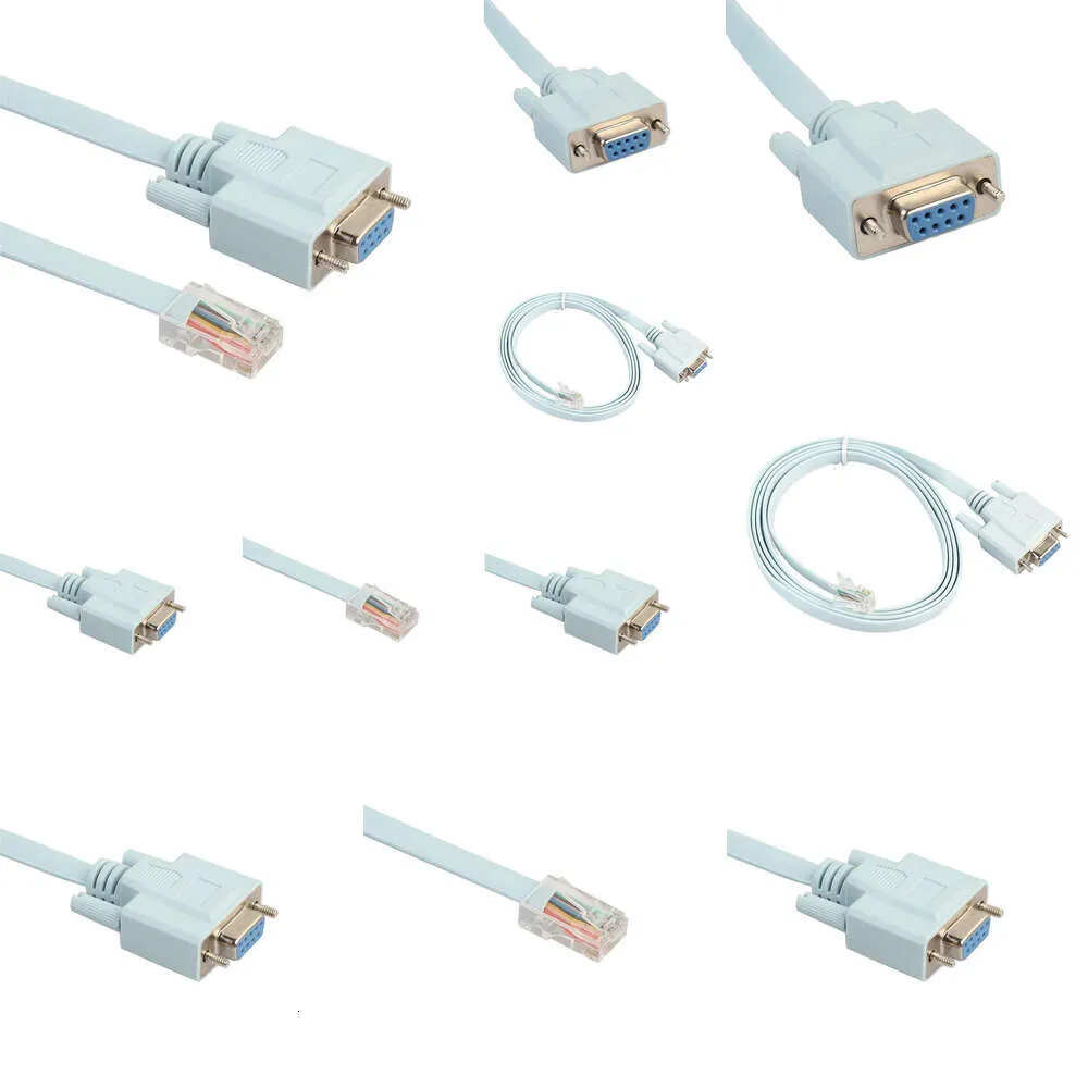 محولات الكمبيوتر المحمول الجديدة شحنات شحنات وحدة التحكم USB RJ45 CAT5 Ethernet إلى RS232 DB9 COM PORT Serial Female Routers Cable Cable Cable Blue