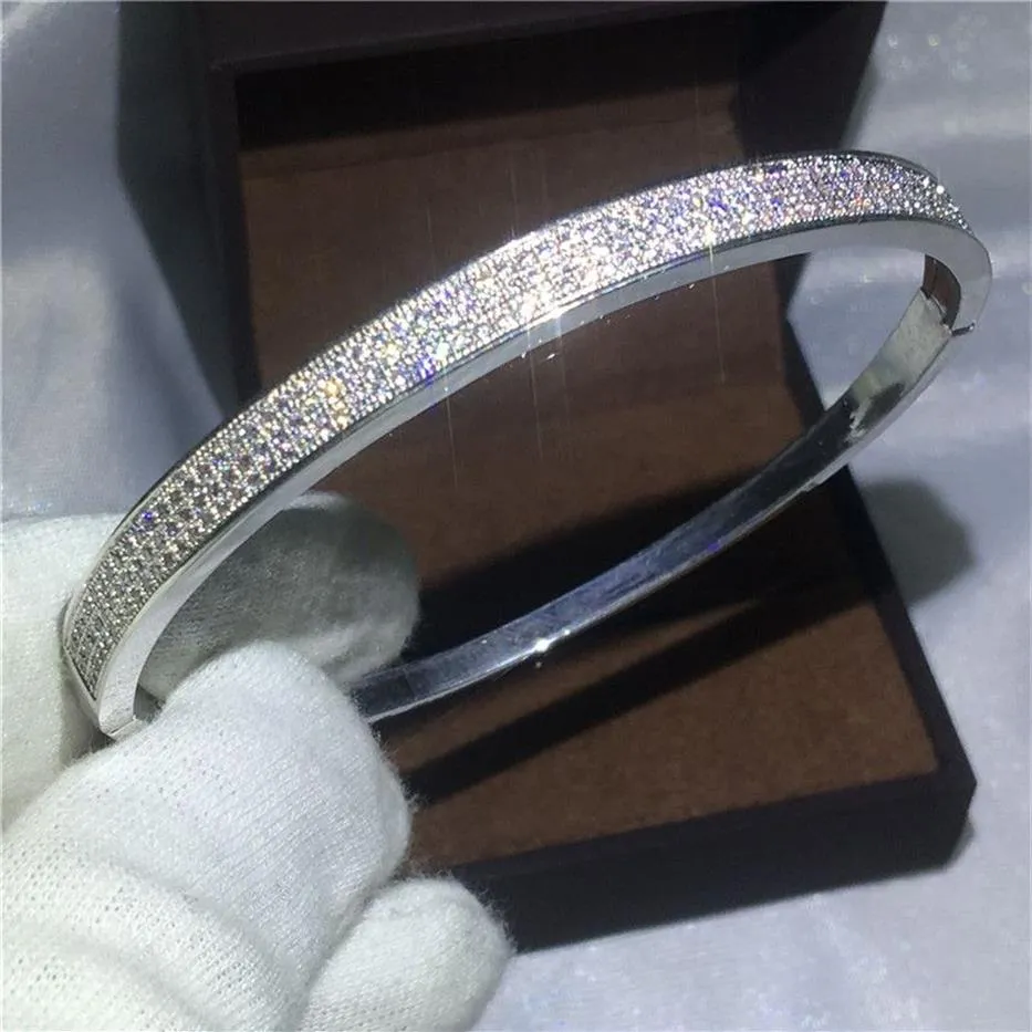 Infinity Bridal Bracelet Pave Setting 5A Zircon CZホワイトゴールドフィルドエンゲージメントバングルウェディングアクセサリージュエリー313i