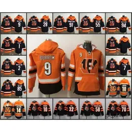 Bengalss ''bengals''men #1 Ja'marr Chase 9 Joe Burrow 2 Evan Mcpherson Custom Orange/Black Ageless Must-Have Lace-Up Pullover Hoodie 556