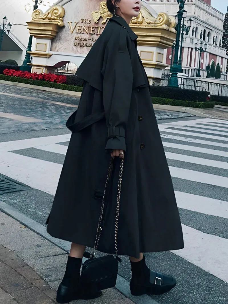 Single Breasted Trench Coat Womens Womens Long Khaki Overcoat