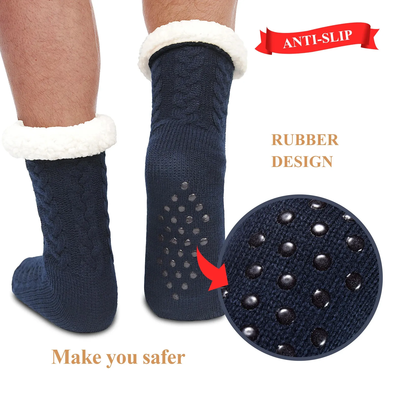 Women's Fleece Socks, Rubber Grip Socks