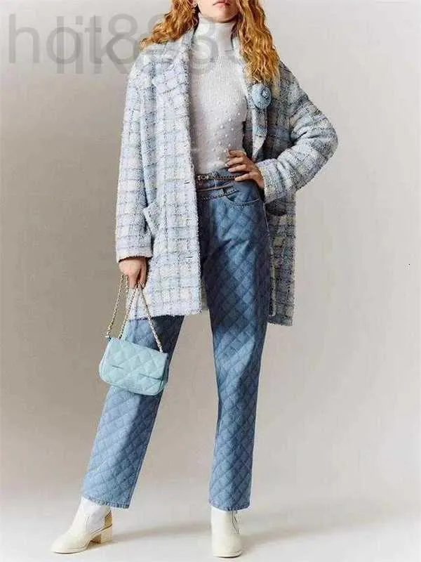女性ジャケットデザイナーデザイナーブランドジャケットファッション秋の冬チェーンツイードコートキャメリアパターンコートオーバーコートカーディガンマザーデイギフト