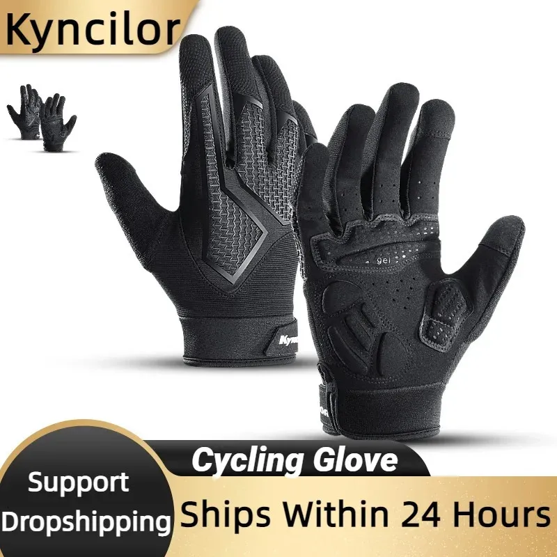 Rowerowe rękawiczki długie palcem Non poślizganie wstrząsowe Sprężyna i lato mężczyźni oddychający ekran dotykowy z filtrem filtrowym 231215