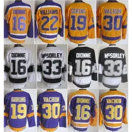 Men Retro Hockey 16 Marcel Dionne Jerseys 30 Rogatien Vachon 33 Marty McSorley 22 Tiger Williams 19 Butch Goring Vintage Classic Embroidery Retire For Sport Fans