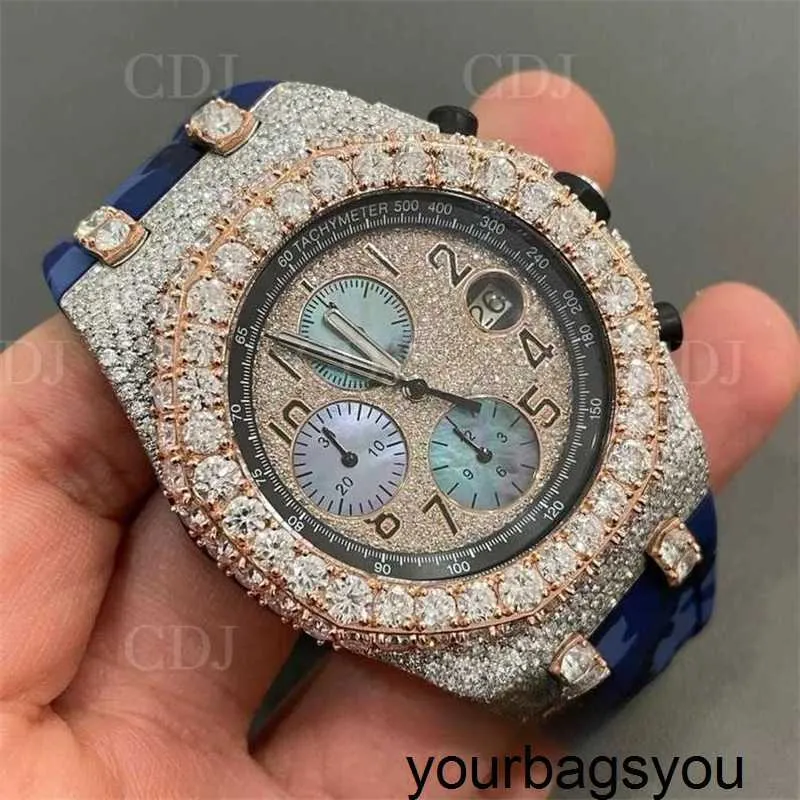 Top Clone AP Diamond Diamonds Watch Pass Test Quartz Beweging Vvs Iced Out Sapphire Half Out Custom Diamond Men Watch Handmade Fine Manufacturer Lab Grown Diamond