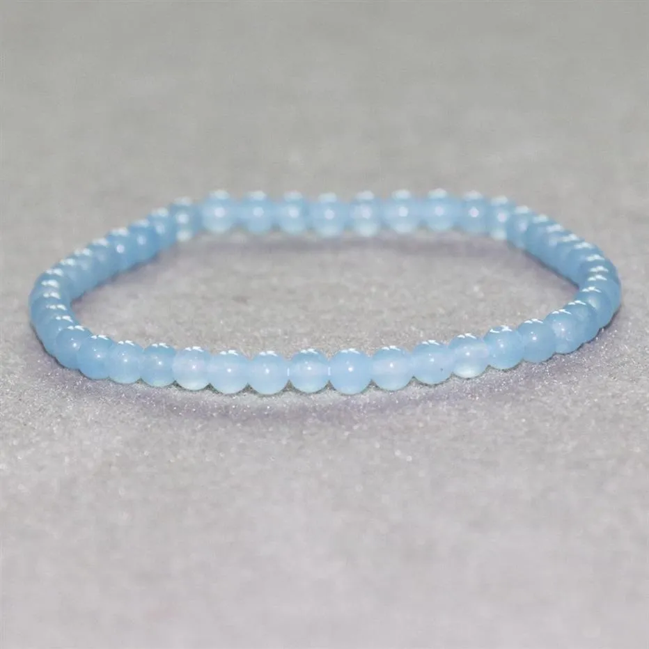 MG0041 Mini pulsera entera de piedras preciosas de 4 mm, pulsera de Jade azul Natural para mujer, cuentas de Mala de Yoga hechas a mano, joyería 159h